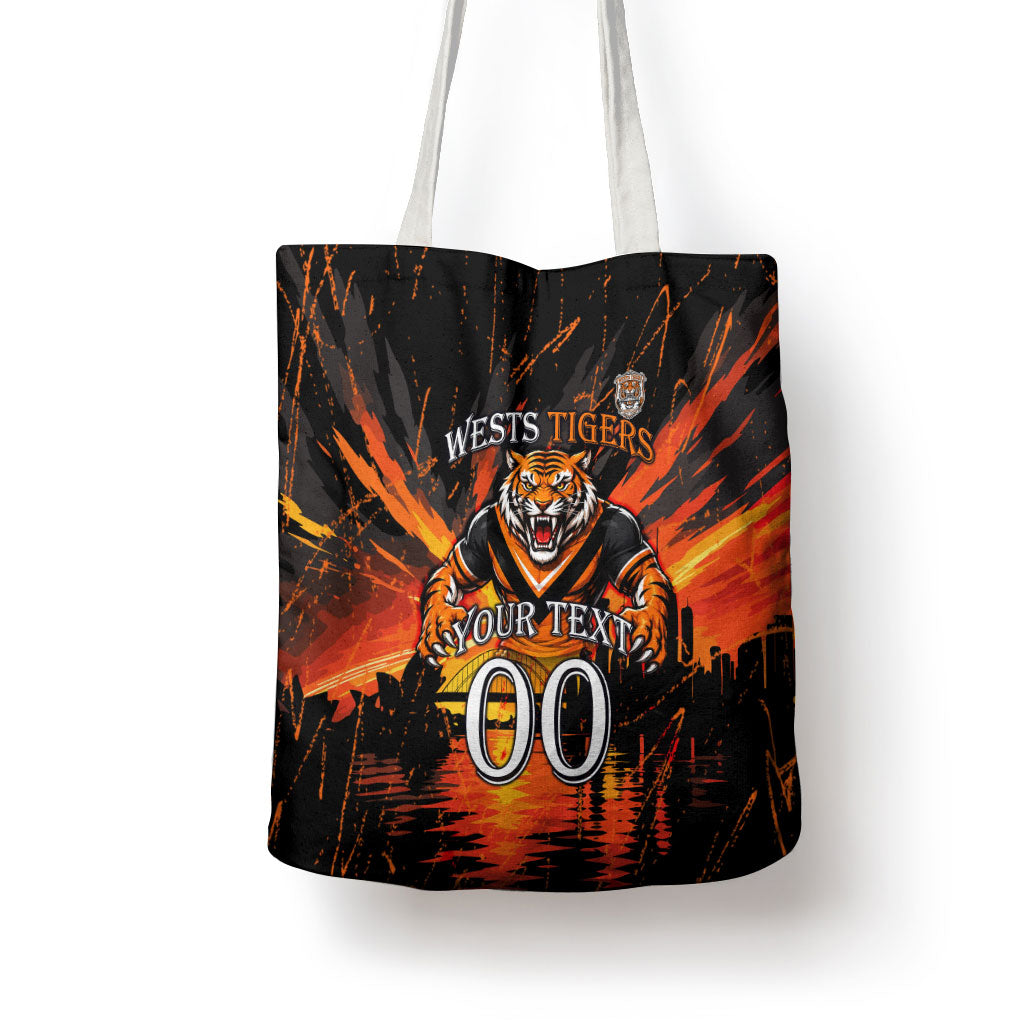 Personalised Wests Tigers City Of Rugby Tote Bag Sydney City Skyline Illustration Sport Fan
