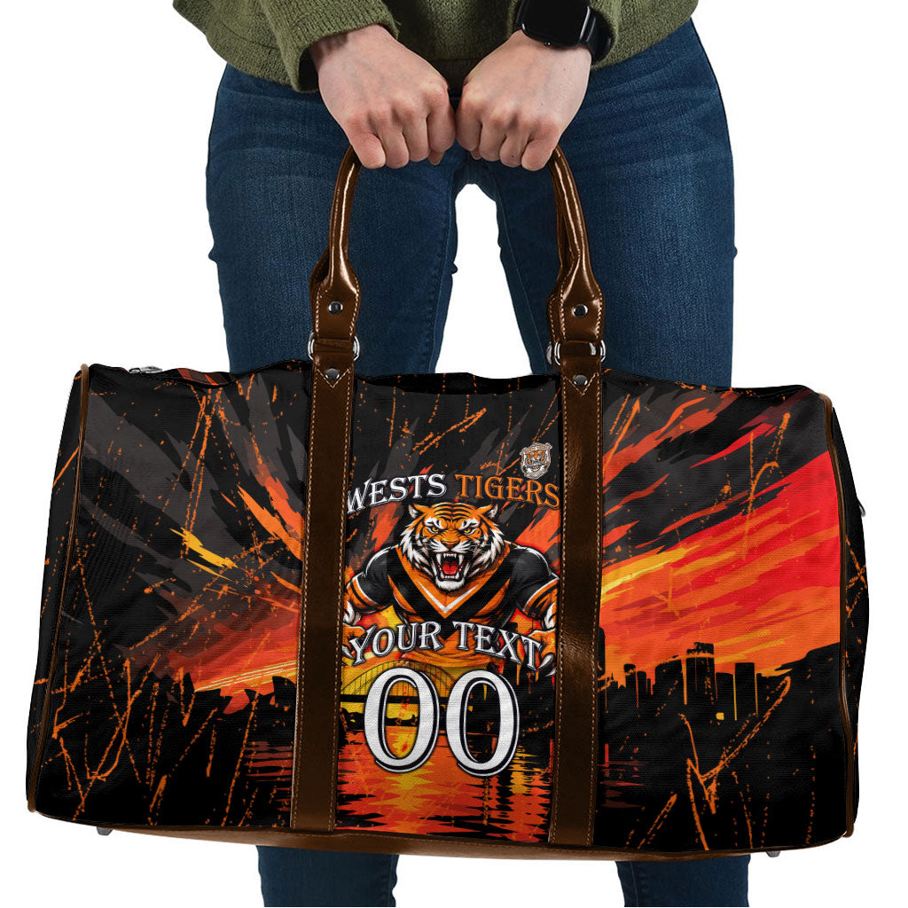 Personalised Wests Tigers City Of Rugby Travel Bag Sydney City Skyline Illustration Sport Fan