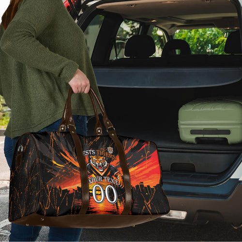 Personalised Wests Tigers City Of Rugby Travel Bag Sydney City Skyline Illustration Sport Fan