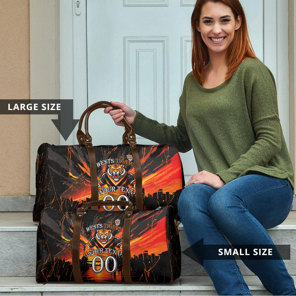 Personalised Wests Tigers City Of Rugby Travel Bag Sydney City Skyline Illustration Sport Fan