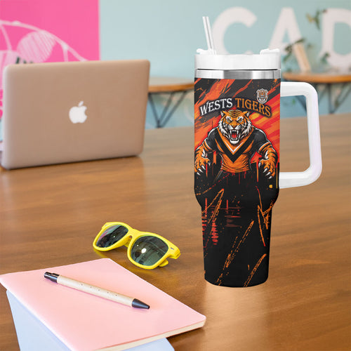 Personalised Wests Tigers City Of Rugby Tumbler With Handle Sydney City Skyline Illustration Sport Fan