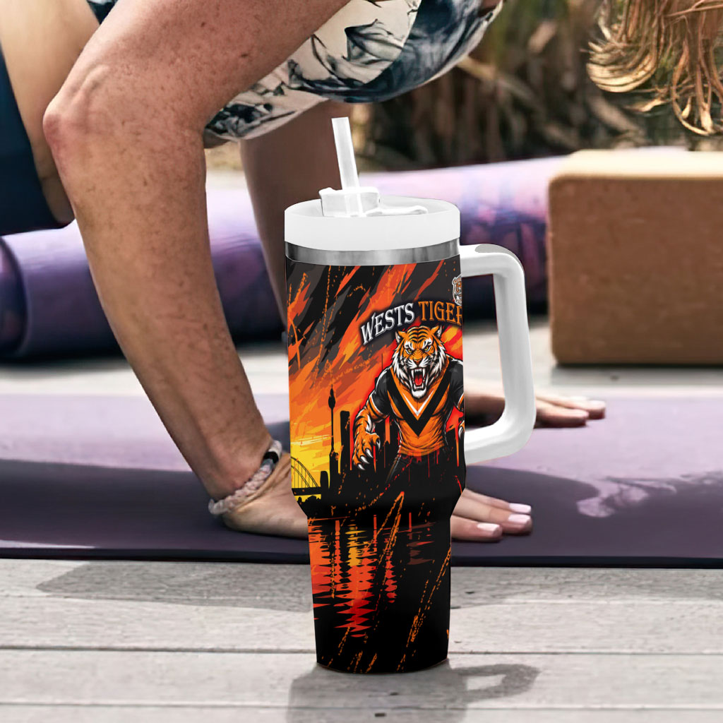 Personalised Wests Tigers City Of Rugby Tumbler With Handle Sydney City Skyline Illustration Sport Fan