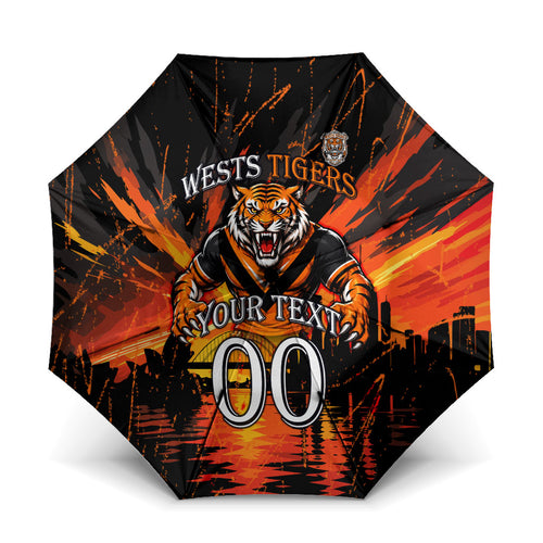 Personalised Wests Tigers City Of Rugby Umbrella Sydney City Skyline Illustration Sport Fan