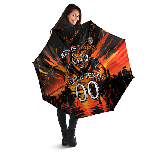 Personalised Wests Tigers City Of Rugby Umbrella Sydney City Skyline Illustration Sport Fan