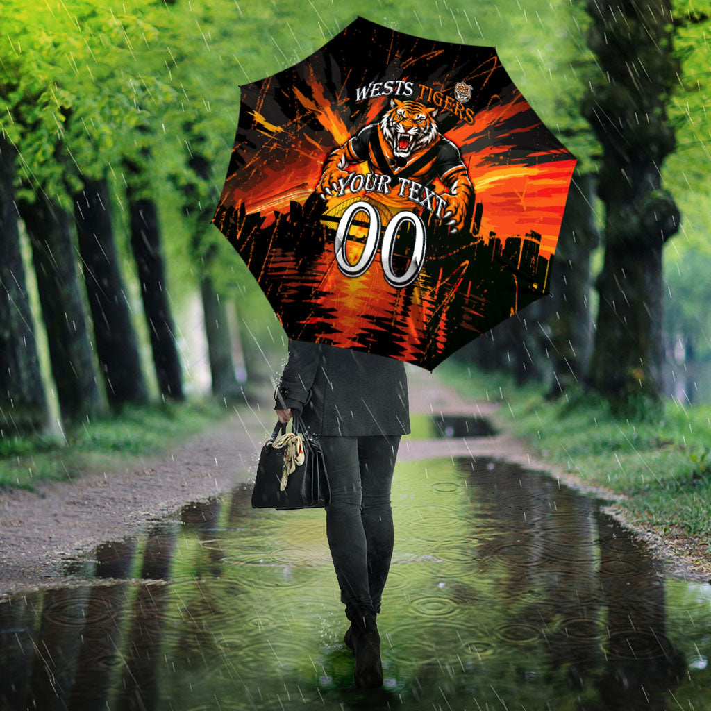 Personalised Wests Tigers City Of Rugby Umbrella Sydney City Skyline Illustration Sport Fan