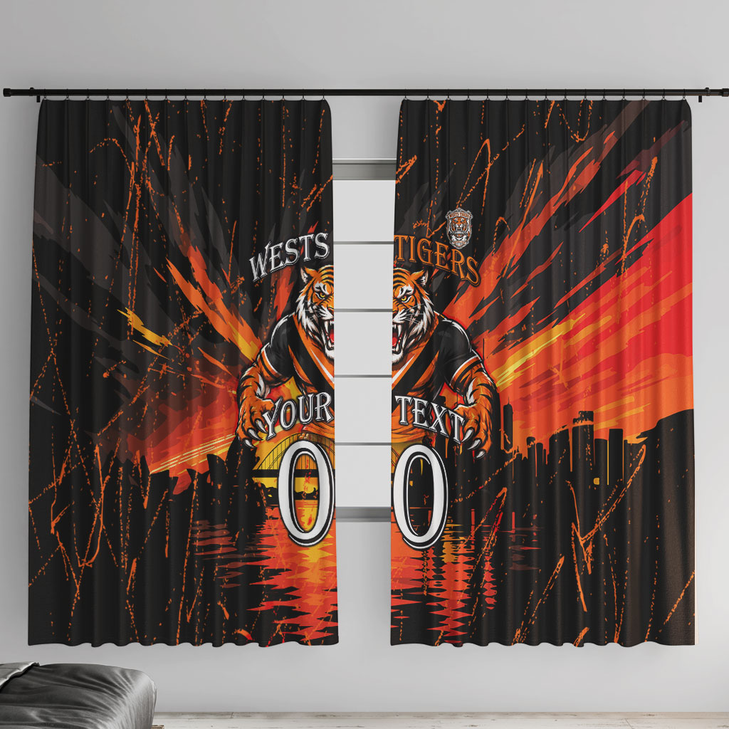 Personalised Wests Tigers City Of Rugby Window Curtain Sydney City Skyline Illustration Sport Fan