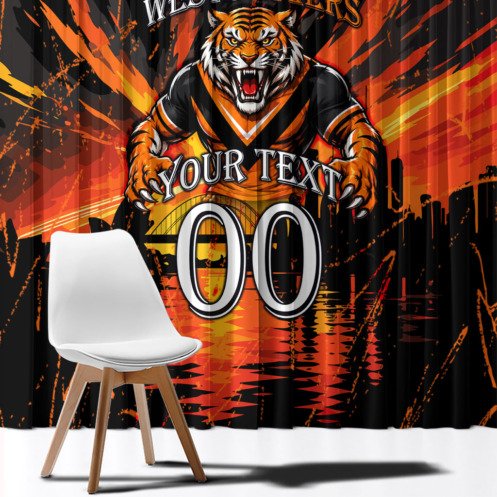 Personalised Wests Tigers City Of Rugby Window Curtain Sydney City Skyline Illustration Sport Fan