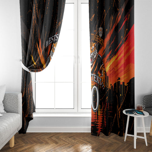 Personalised Wests Tigers City Of Rugby Window Curtain Sydney City Skyline Illustration Sport Fan