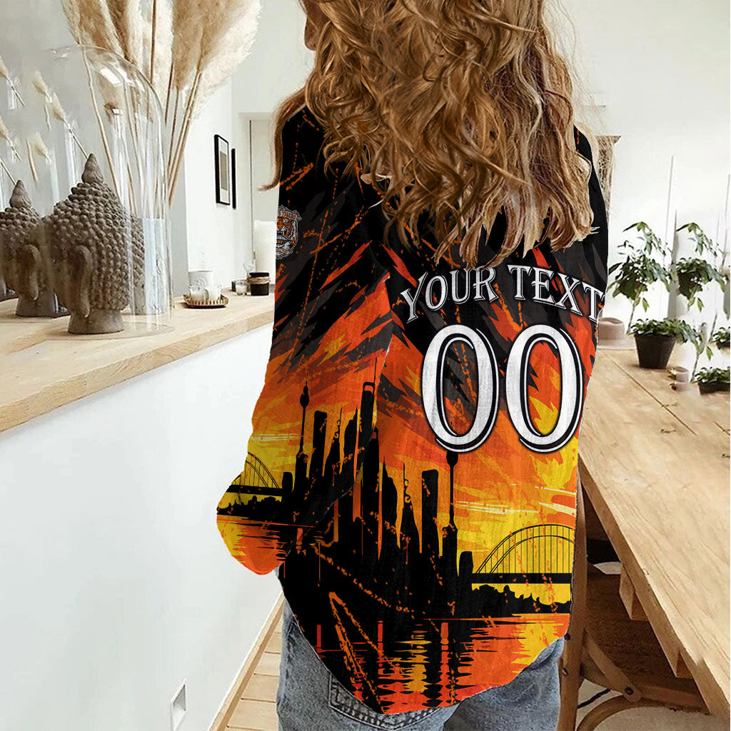 Personalised Wests Tigers City Of Rugby Women Casual Shirt Sydney City Skyline Illustration Sport Fan