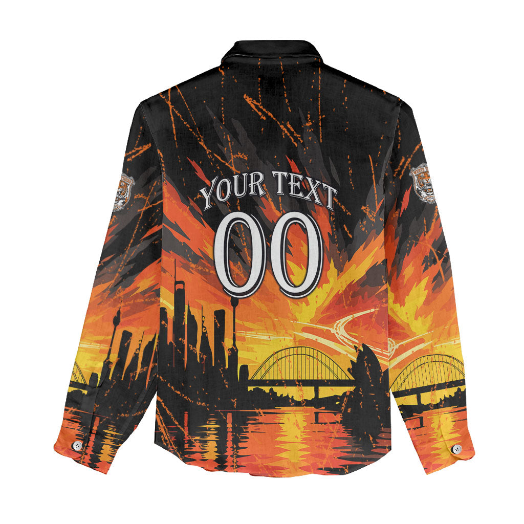 Personalised Wests Tigers City Of Rugby Women Casual Shirt Sydney City Skyline Illustration Sport Fan