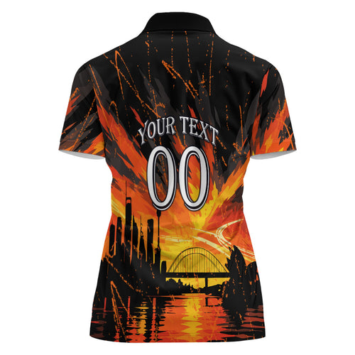 Personalised Wests Tigers City Of Rugby Women Polo Shirt Sydney City Skyline Illustration Sport Fan