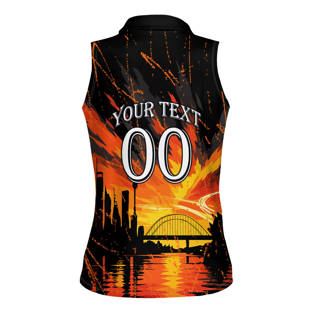 Personalised Wests Tigers City Of Rugby Women Sleeveless Polo Shirt Sydney City Skyline Illustration Sport Fan