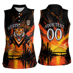 Personalised Wests Tigers City Of Rugby Women Sleeveless Polo Shirt Sydney City Skyline Illustration Sport Fan