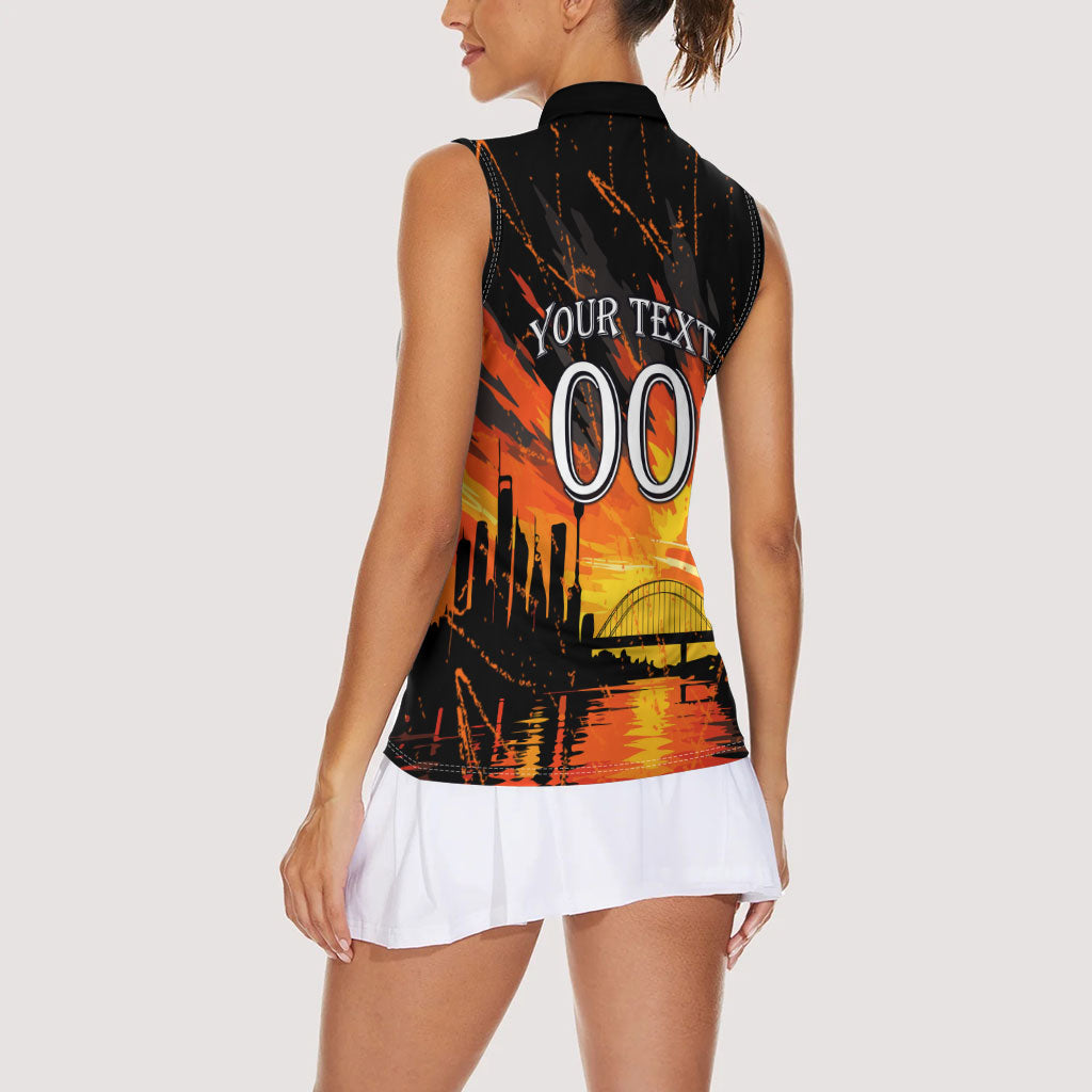 Personalised Wests Tigers City Of Rugby Women Sleeveless Polo Shirt Sydney City Skyline Illustration Sport Fan
