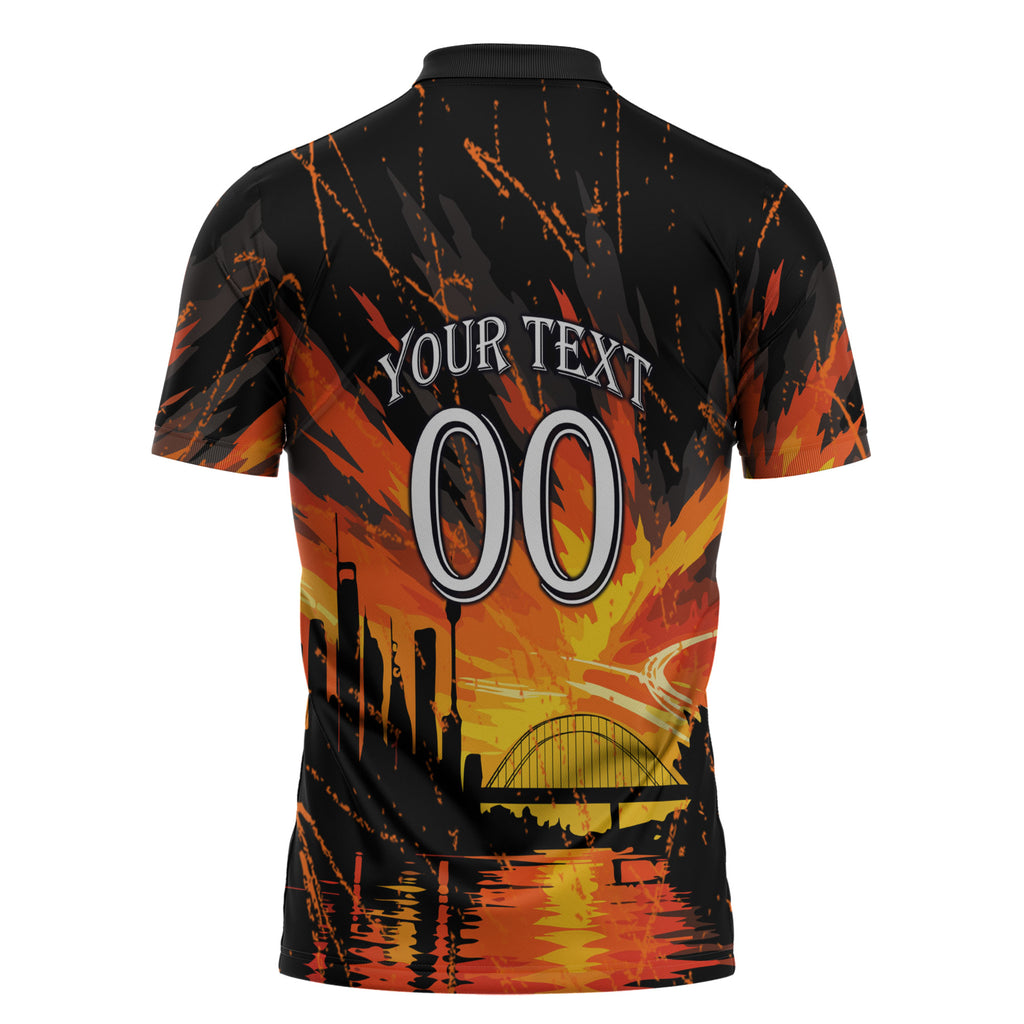 Personalised Wests Tigers City Of Rugby Zipper Polo Shirt Sydney City Skyline Illustration Sport Fan