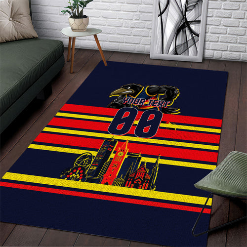 Personalised Adelaide Crows City Of Football Team Area Rug Adelaide City Skyline Illustration Sport Fan