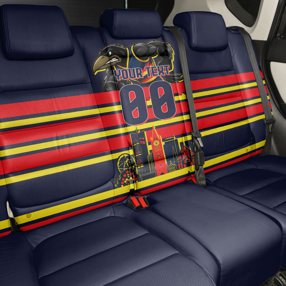 Personalised Adelaide Crows City Of Football Team Back Car Seat Cover Adelaide City Skyline Illustration Sport Fan
