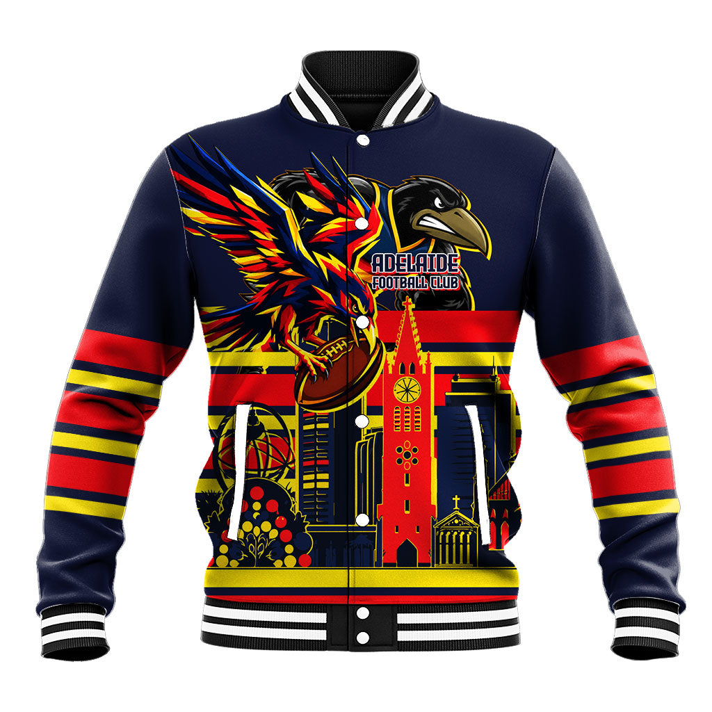 Personalised Adelaide Crows City Of Football Team Baseball Jacket Adelaide City Skyline Illustration Sport Fan