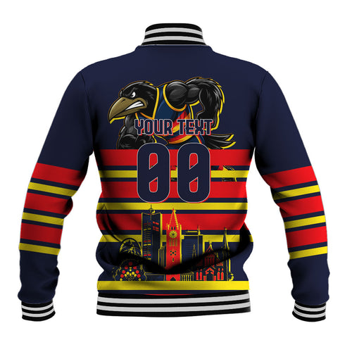 Personalised Adelaide Crows City Of Football Team Baseball Jacket Adelaide City Skyline Illustration Sport Fan