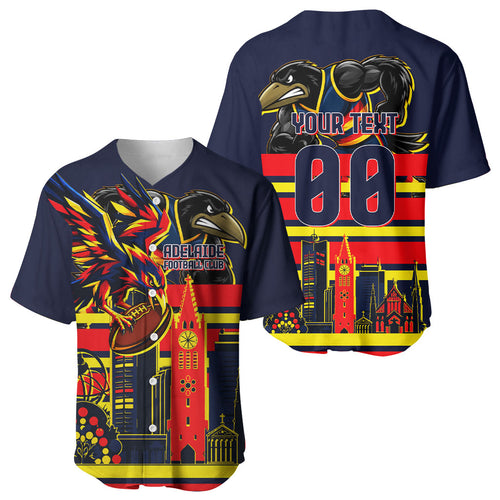 Personalised Adelaide Crows City Of Football Team Baseball Jersey Adelaide City Skyline Illustration Sport Fan