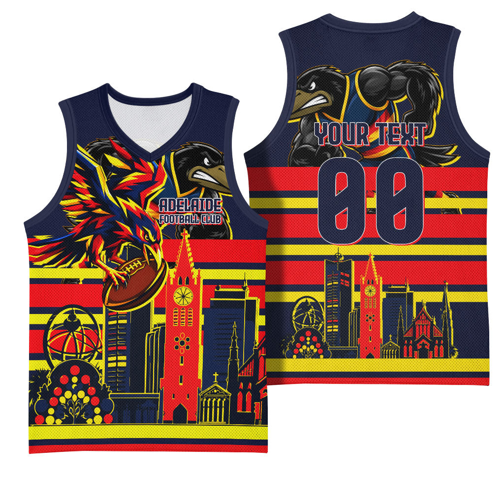 Personalised Adelaide Crows City Of Football Team Basketball Jersey Adelaide City Skyline Illustration Sport Fan
