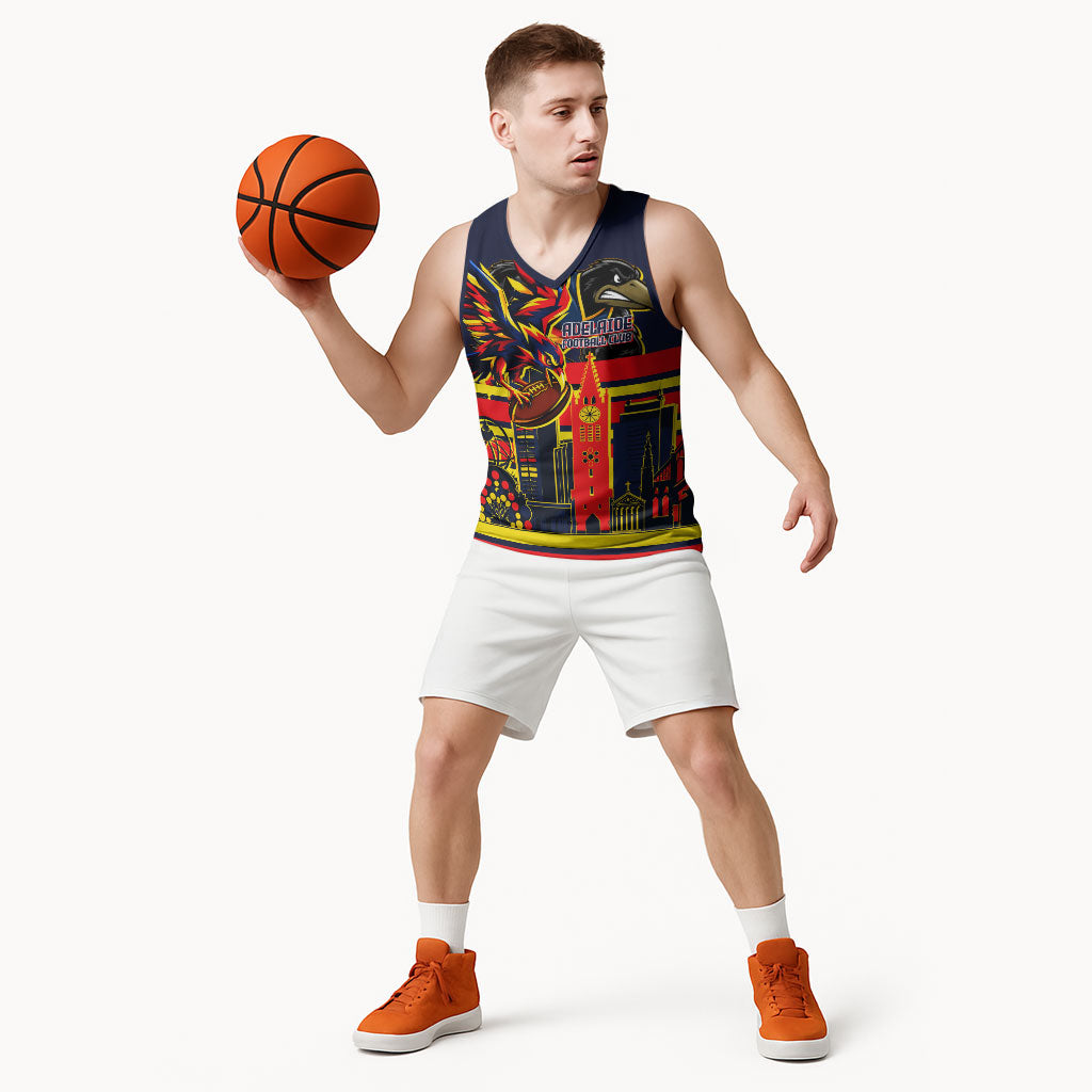 Personalised Adelaide Crows City Of Football Team Basketball Jersey Adelaide City Skyline Illustration Sport Fan
