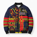 Personalised Adelaide Crows City Of Football Team Bomber Puffer Jacket Adelaide City Skyline Illustration Sport Fan