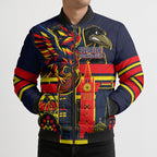 Personalised Adelaide Crows City Of Football Team Bomber Puffer Jacket Adelaide City Skyline Illustration Sport Fan