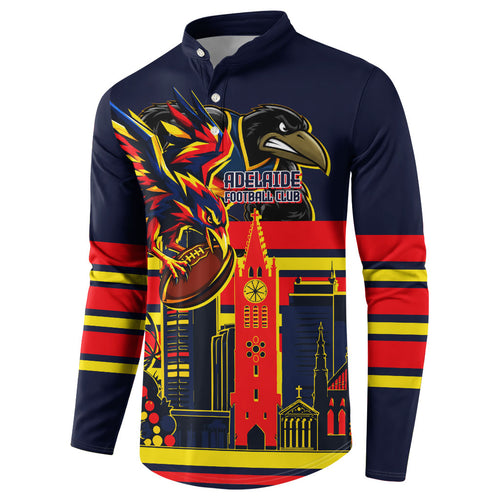 Personalised Adelaide Crows City Of Football Team Button Sweatshirt Adelaide City Skyline Illustration Sport Fan