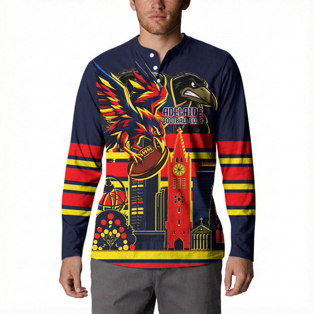 Personalised Adelaide Crows City Of Football Team Button Sweatshirt Adelaide City Skyline Illustration Sport Fan