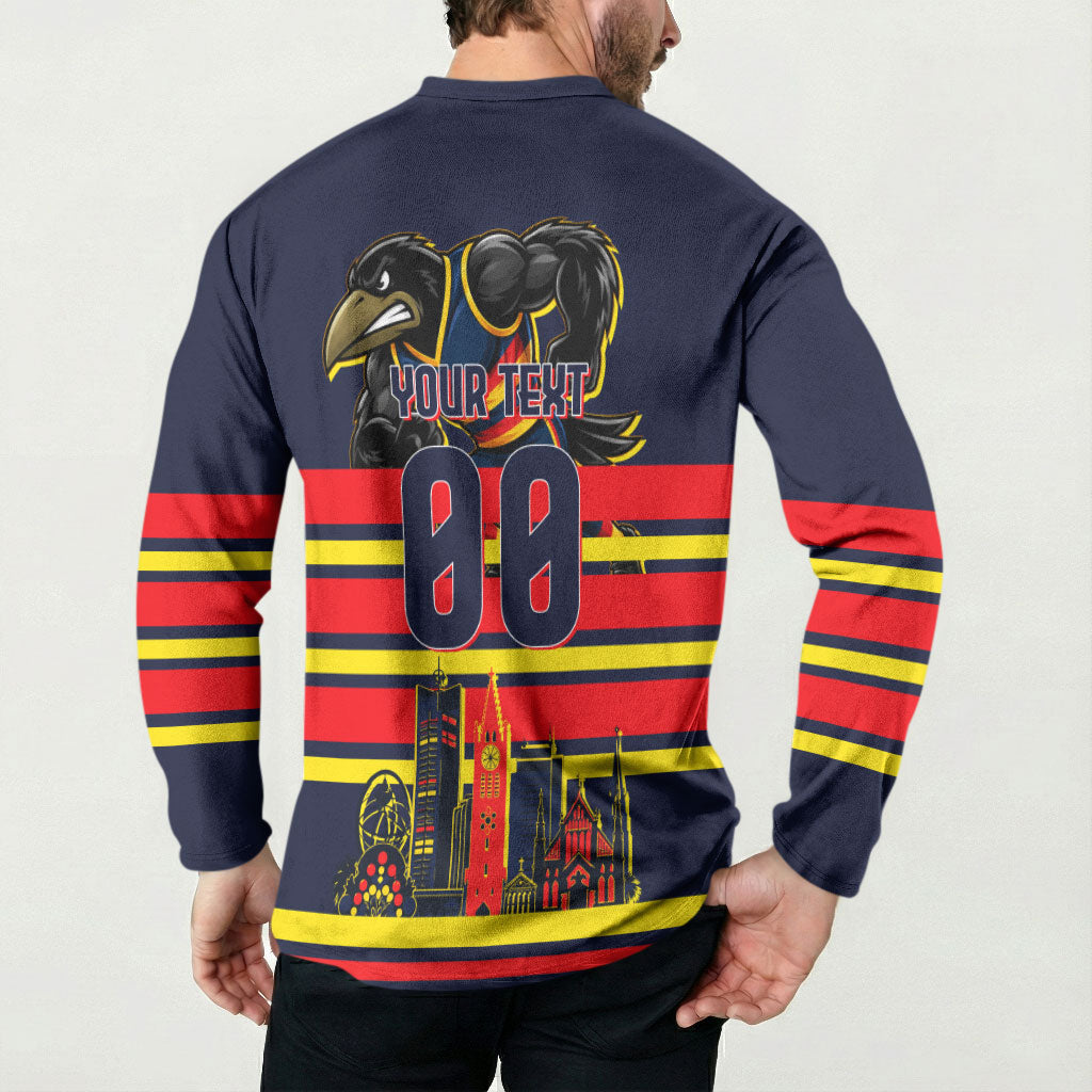 Personalised Adelaide Crows City Of Football Team Button Sweatshirt Adelaide City Skyline Illustration Sport Fan