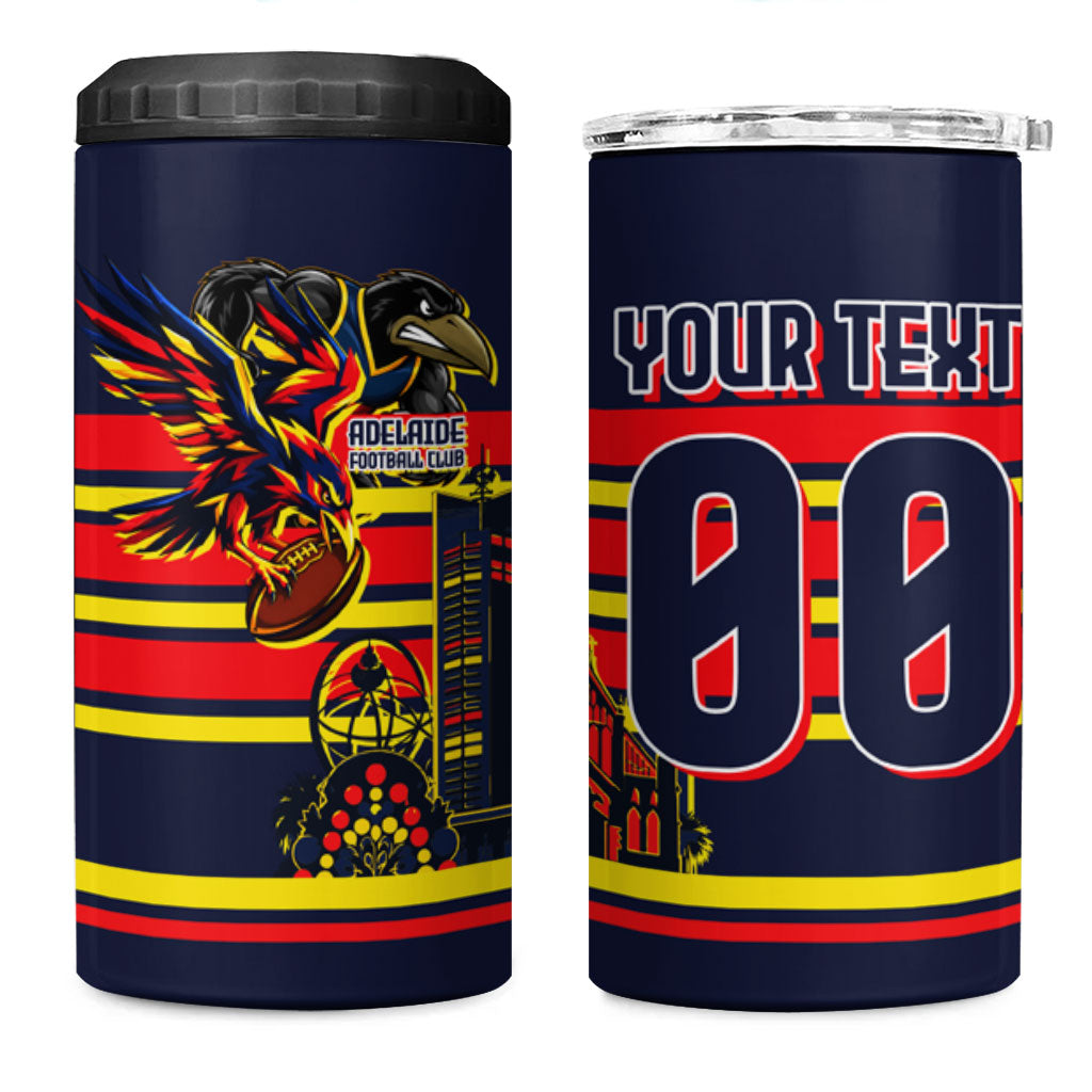 Personalised Adelaide Crows City Of Football Team 4 in 1 Can Cooler Tumbler Adelaide City Skyline Illustration Sport Fan