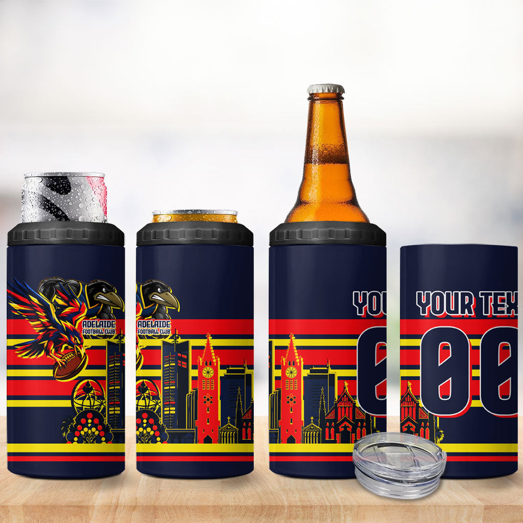 Personalised Adelaide Crows City Of Football Team 4 in 1 Can Cooler Tumbler Adelaide City Skyline Illustration Sport Fan