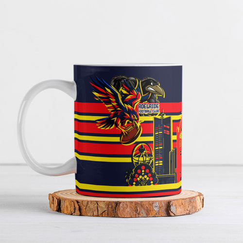 Personalised Adelaide Crows City Of Football Team Ceramic Mug Adelaide City Skyline Illustration Sport Fan