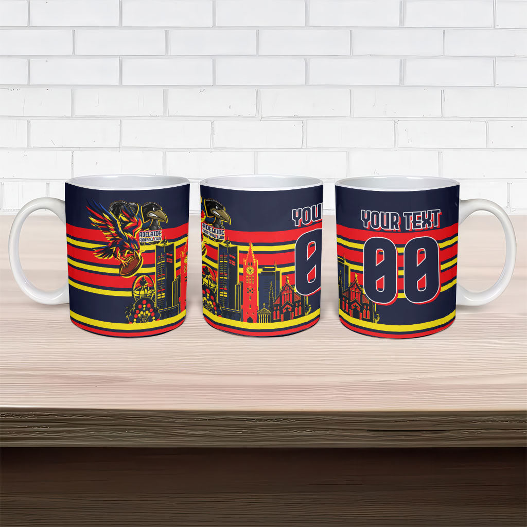 Personalised Adelaide Crows City Of Football Team Ceramic Mug Adelaide City Skyline Illustration Sport Fan