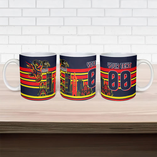 Personalised Adelaide Crows City Of Football Team Ceramic Mug Adelaide City Skyline Illustration Sport Fan