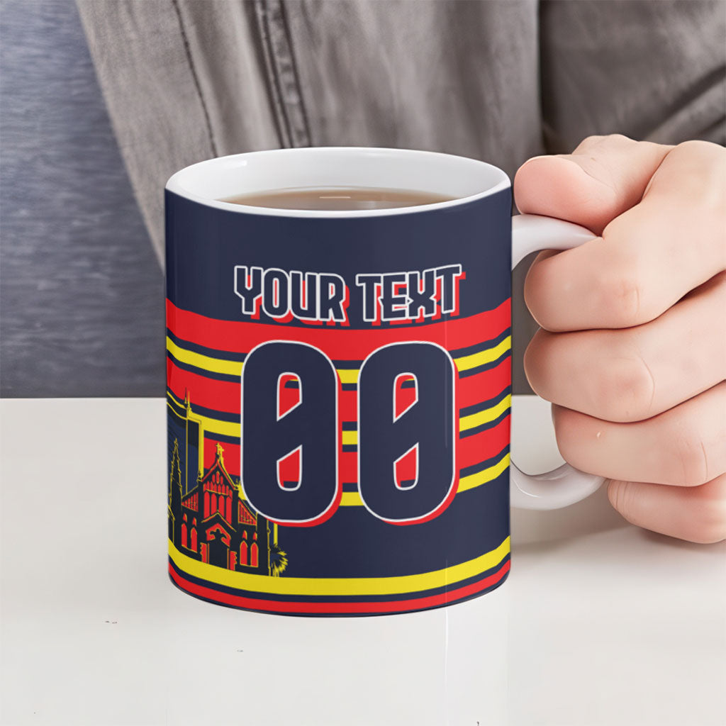 Personalised Adelaide Crows City Of Football Team Ceramic Mug Adelaide City Skyline Illustration Sport Fan
