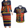 Personalised Adelaide Crows City Of Football Team Couples Matching Long Sleeve Bodycon Dress and Hawaiian Shirt Adelaide City Skyline Illustration Sport Fan