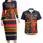 Personalised Adelaide Crows City Of Football Team Couples Matching Long Sleeve Bodycon Dress and Hawaiian Shirt Adelaide City Skyline Illustration Sport Fan
