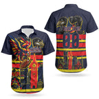 Personalised Adelaide Crows City Of Football Team Couples Matching Long Sleeve Bodycon Dress and Hawaiian Shirt Adelaide City Skyline Illustration Sport Fan