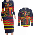 Personalised Adelaide Crows City Of Football Team Couples Matching Long Sleeve Bodycon Dress and Long Sleeve Button Shirt Adelaide City Skyline Illustration Sport Fan