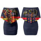 Personalised Adelaide Crows City Of Football Team Couples Matching Off Shoulder Short Dress and Hawaiian Shirt Adelaide City Skyline Illustration Sport Fan