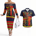 Personalised Adelaide Crows City Of Football Team Couples Matching Off The Shoulder Long Sleeve Dress and Hawaiian Shirt Adelaide City Skyline Illustration Sport Fan
