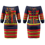 Personalised Adelaide Crows City Of Football Team Couples Matching Off The Shoulder Long Sleeve Dress and Hawaiian Shirt Adelaide City Skyline Illustration Sport Fan