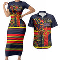 Personalised Adelaide Crows City Of Football Team Couples Matching Short Sleeve Bodycon Dress and Hawaiian Shirt Adelaide City Skyline Illustration Sport Fan