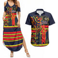 Personalised Adelaide Crows City Of Football Team Couples Matching Summer Maxi Dress and Hawaiian Shirt Adelaide City Skyline Illustration Sport Fan