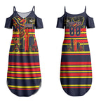 Personalised Adelaide Crows City Of Football Team Couples Matching Summer Maxi Dress and Hawaiian Shirt Adelaide City Skyline Illustration Sport Fan