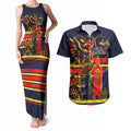Personalised Adelaide Crows City Of Football Team Couples Matching Tank Maxi Dress and Hawaiian Shirt Adelaide City Skyline Illustration Sport Fan