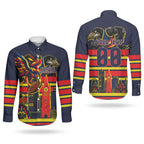 Personalised Adelaide Crows City Of Football Team Couples Matching Tank Maxi Dress and Long Sleeve Button Shirt Adelaide City Skyline Illustration Sport Fan