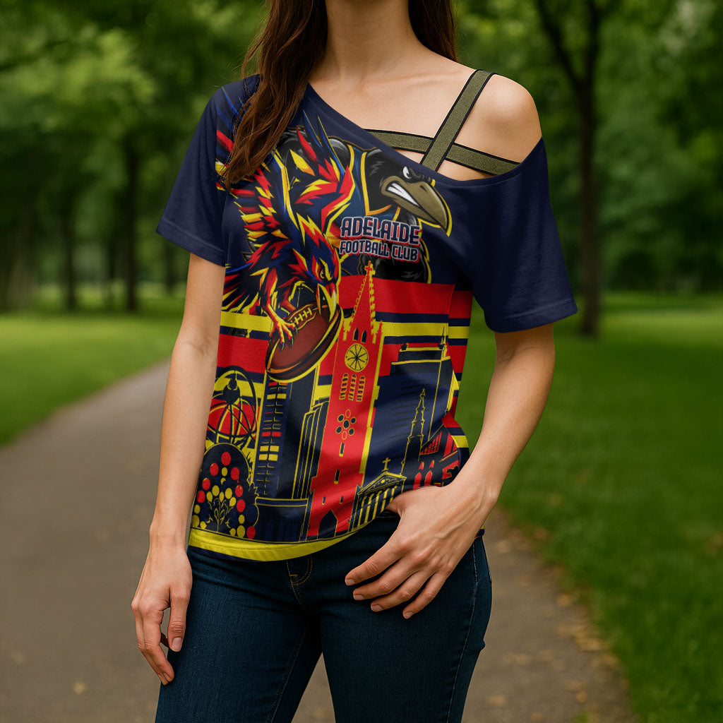 Personalised Adelaide Crows City Of Football Team Cross Shoulder Shirt Adelaide City Skyline Illustration Sport Fan